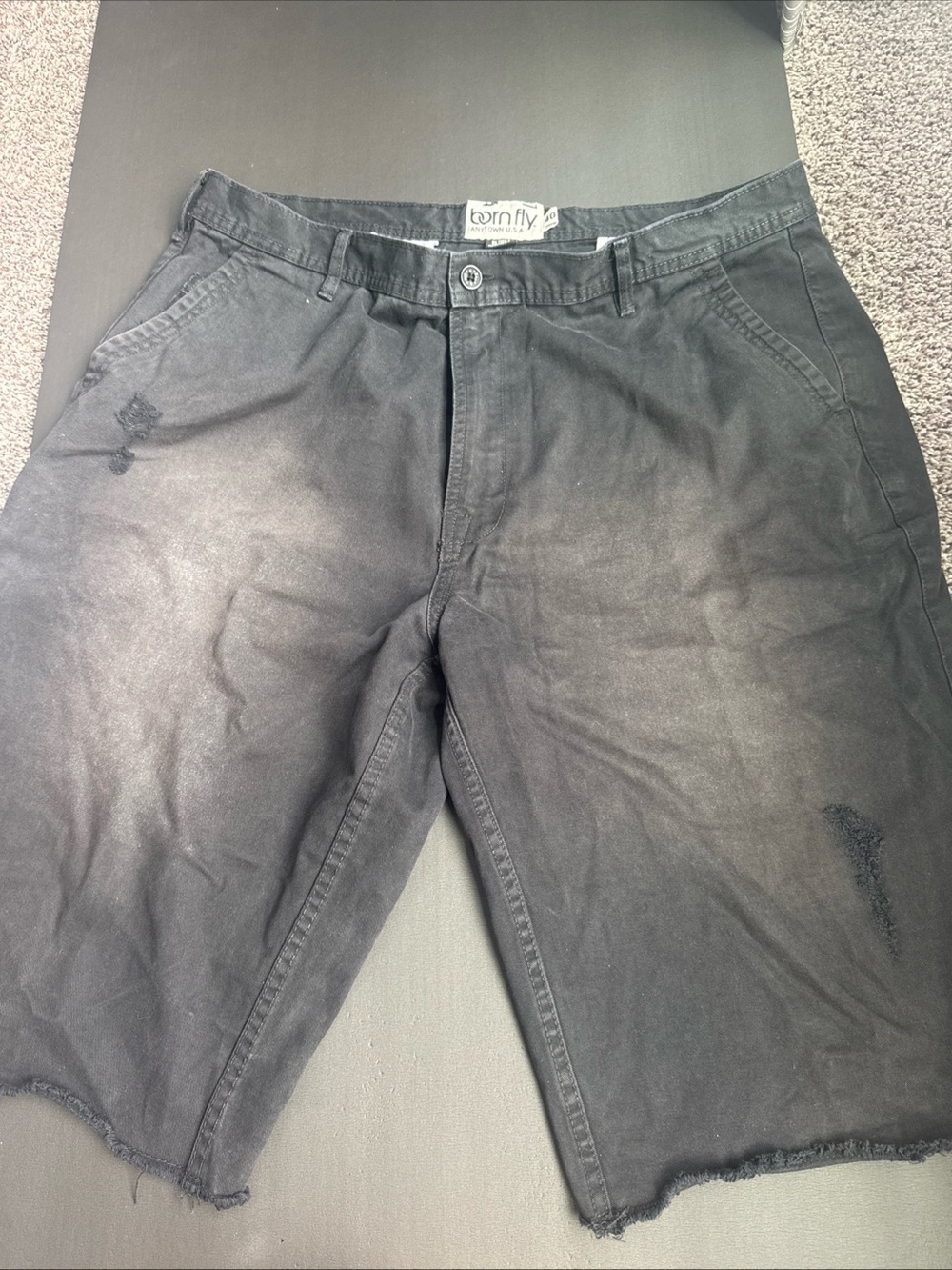 Born Fly Black Distressed Men's Shorts